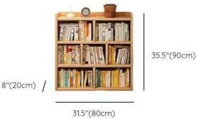 Lumber Organizer Shelf 3/4 Shelves, Lateral Filing or Vertical, Closed Back Floor-Standing Bookshelf Rack Bookcase Cabinet Tiered Shelf Grid Storage Unit Natural 31" L x 8" W x 35" H