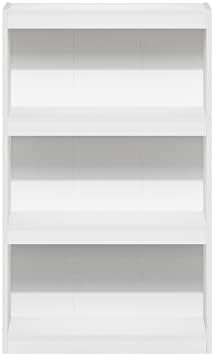 Furinno Jaya Enhanced Home Bookcase 3-Tier Adjustable Bookshelf, White