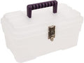 Akro-Mils 14-Inch Plastic Toolbox with Removable Tray, Steel Latch & Padlock Eye, Industrial-Grade Storage Box for Hobby Supplies, Crafts, and Tools, 14" x 8" x 8", Made in USA, Clear (09514)