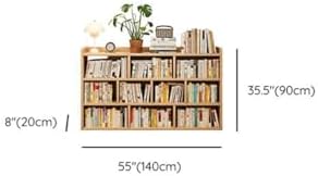 Lumber Organizer Shelf 3/4 Shelves, Lateral Filing or Vertical, Closed Back Floor-Standing Bookshelf Rack Bookcase Cabinet Tiered Shelf Grid Storage Unit Natural 55.1" L x 7.9" W x 35.4" H