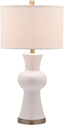 SAFAVIEH Lighting - Lola 30-Inch Ceramic Column Table Lamp - White - Contemporary Tall Body Design - Ideal for Living Room, Bedroom, Entryway, Home Office - LED Bulb Included (LITS4150B)