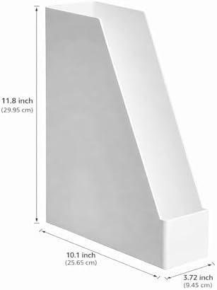 Amazon Basics Rectangular Plastic Desk Organizer, Magazine Rack, White, 2-Pack Temp