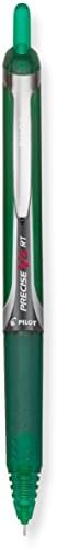 PILOT, Precise V5 RT Refillable & Retractable Rolling Ball Pens, Extra Fine Point 0.5 mm, Green, 12 Count (Pack of 12)