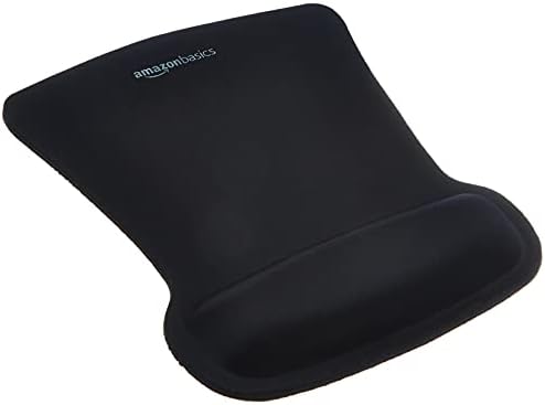 Amazon Basics Ergonomic Mouse Pad with Wrist Support for Pain Relief, Gel-Filled Cushion, Non-Slip Rubber Grip Base, 10.1 x 8.1 Inches, Black
