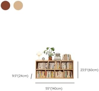 Lumber Organizer Shelf 3/4 Shelves, Lateral Filing or Vertical, Closed Back Floor-Standing Bookshelf Rack Bookcase Cabinet Tiered Shelf Grid Storage Unit Natural 55.1" L x 9.4" W x 23.6" H
