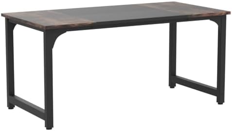 Tribesigns 63” Executive Desk, Large Office Computer Desk with Thicken Frame, Modern Simple Workstation Business Furniture for Home Office, Rustic Brown/Black