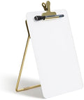 U Brands Desk Whiteboard Easel, Glass Dry Erase Board, Gold Wire Stand