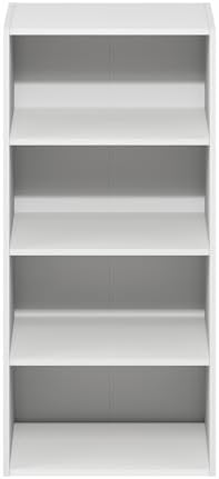 Furinno Basic Book Shelf, 4-Tier Bookcase with Open Shelf, Bookshelf, Cube Storage Organizer, 11 x 17 x 35, for Living Room, Bedroom, Home Office, White