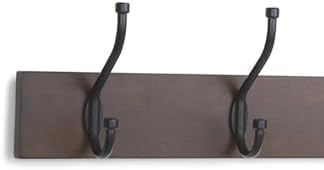 Amazon Basics Wall-Mounted Metal Coat Rack, 5 Hooks, Espresso