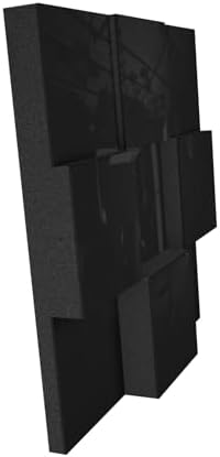 2 PACK — Acoustic Soundproofing Diffusion Panel | Acoustic Treatment for Recording Studio Home Office Podcast Living Room | Absorption - Reflection | Color Plates: (Black glossy plastic, EDISON)