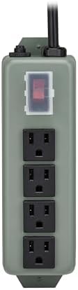 Eaton Tripp Lite series 4-Outlet Heavy Duty Power Strip, Metal, Mountable (Wall Mount & Under Desk), 6ft Extension Cord, On/Off Switch Cover, Industrial Garage Shop Work Bench Applications (UL603CB-6)