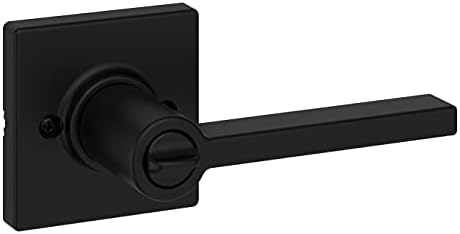 Kwikset Door Handle, Privacy Lock, Matte Black | Bathroom and Bedroom | Reversible | Microban Protection | Pack of 2