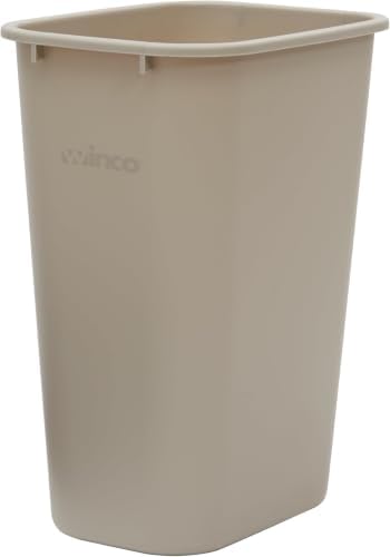 Winco PWR-41BE Waste Basket, 10 Gallon, Plastic,Beige (Pack of 5)