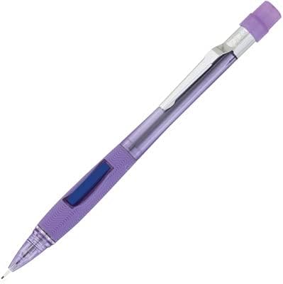 Pentel Quicker Clicker Automatic Pencil, 0.7mm Lead Size, Transparent Violet Barrel, Box of 12 (PD347TV)