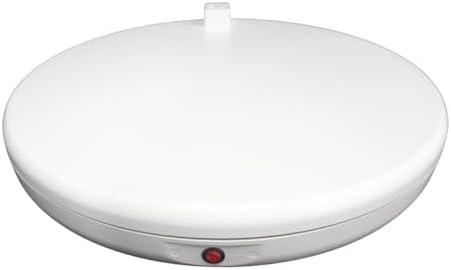 fotoconic Motorized Rotating Display Stand with Power Outlet, 360° Turntable with Remote for Product Photography, Jewelry Figures Collectibles Cake Display, 3 Speed & Reversible Rotation,100kg Load Capacity (White)