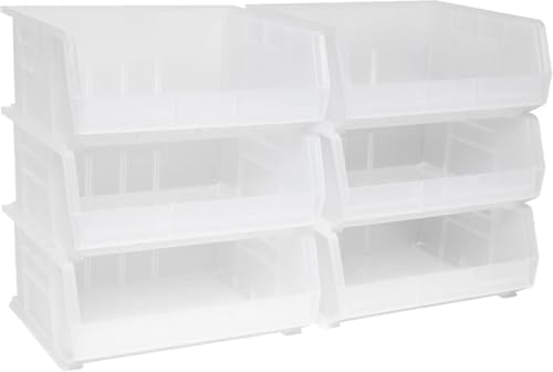 Akro-Mils 30250 AkroBins Plastic Storage Bins, 15"x16"x7", Clear, 6-Pack