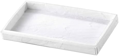 Nicole Miller - Vanity Tray, Durable Resin Countertop Accessories with Textured Marble Design, Ideal Organization for Home, Modern Bathroom Decor, Dorm Room Essentials (Zen Collection, White)