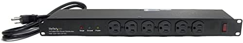 StarTech 16-Outlet 1U PDU, 120V/15A, Surge, 6ft Cord, TAA (RKPW161915)