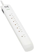 Eaton Tripp Lite Series TLP76 Surge Protector Power Strip with Flat Extension Cord Plug, 7 Outlets, 1500 Joules, 6ft Power Cable, White, Manufacturer's Liftime Warranty & $25,000 Insurance