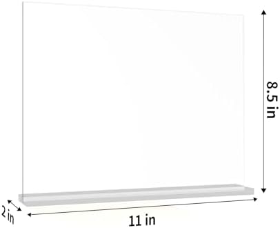 6 Pack 11x8.5 Clear Acrylic Sign Holder Stand, Horizontal Double-Sided Display, Stand By Straight or Tilted, Desktop Picture Frame, Menu Holder, Certificate Frame