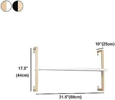 Contemporary Wall Unit Bookcase Metal Frame Pine Wood Shelf Bookshelf Wall-Mounted Bookshelf Wrought Iron Bag Rack Multi-Layer Clothing Store Decoration Black Wood 31.5" L x 9.8" W x 17.3" H