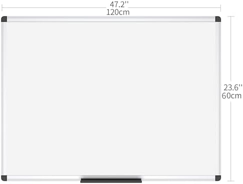 VIZ-PRO Magnetic Dry Erase Board, 48 X 24 Inches, Silver Aluminium Frame