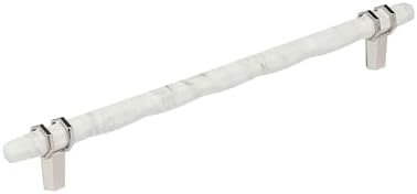 Amerock 10-1/16" Carrione Marble White/Polished Nickel Drawer Pull