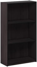Furinno Basic 3-Tier Book Shelf with Open Shelves, Dark Walnut