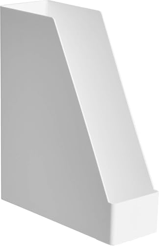 Amazon Basics Rectangular Plastic Desk Organizer, Magazine Rack, White, 2-Pack Temp