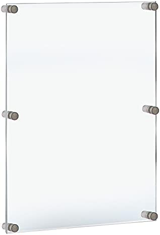 Azar Displays,105536, Floating Acrylic Wall Frame with Silver Hardware Stand Off Caps, Clear Hanging Photo Frame Display Mount with Frameless Border, Glass-Like Frame for Large Prints, 24" x 36"