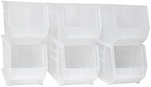 Akro-Mils 30265 AkroBins Plastic Storage Bins, 18"x8.25"x9", Clear, 6-Pack