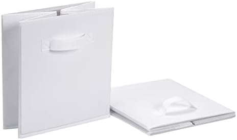 Amazon Basics Collapsible Fabric Storage Cubes Organizer with Handles,Sturdy,White,10.5-x-10.5-x-11-inch,6 Count (Pack of 5)