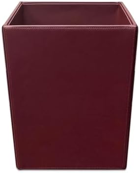 Dacasso Bonded Leather Waste Basket - Luxury Waste Basket (Burgundy, 14 QT)