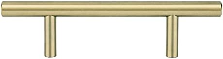 Amazon Basics Euro Bar Cabinet Pulls, Kitchen Drawer Handles, 5.38-inch Length, 3-inch Hole Center, 1/2-inch Diameter, Golden Champagne, 25-Pack