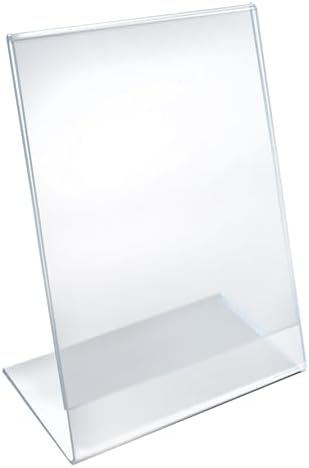 Azar 112706 8.5-Inch Width by 14-Inch Height Vertical Slanted L-Shaped Acrylic Sign Holder, 10-Pack