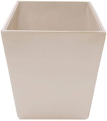 Dacasso Bonded Leather Waste Basket - Luxury Waste Basket (White Latte, 14 QT)