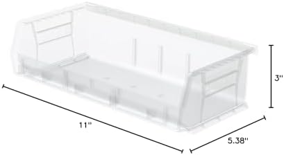 Akro-Mils 30232 AkroBins Plastic Storage Bins, 5"x11"x3", Clear, 8-Pack