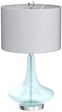 JONATHAN Y Cecile 25.5" Metal Glass Lamp, Aqua/Chrome, Set of 2