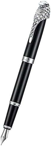 Wikult Personalized Fuliwen Black Fountain Pen, Bald Eagle Head Clip Iridium Fine Nib, Customized Pen Gift Collection with Small Pen Bag, Engraved with Your Name