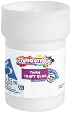 Colorations Tacky Craft Glue Jars with Brush Applicators, Set of 12 | Ages 5+, Kindergarten+, 3 oz Each, Strong Glue Dries Clear, for School, Home, Office and Craft Projects