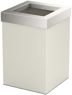Gatco Small Bathroom Trash Can with Lid, Square 3 Gallon Stainless Steel Wastebasket, Under Sink, Matte Pearl and Satin Nickel, for Bathroom, Bedroom, Office (1935SN)
