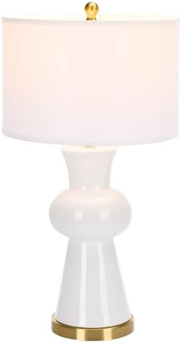 SAFAVIEH Lighting - Lola 30-Inch Ceramic Column Table Lamp - White - Contemporary Tall Body Design - Ideal for Living Room, Bedroom, Entryway, Home Office - LED Bulb Included (LITS4150B)