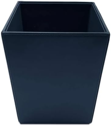 Dacasso Bonded Leather Waste Basket - Luxury Waste Basket (Navy Blue, 14 QT)
