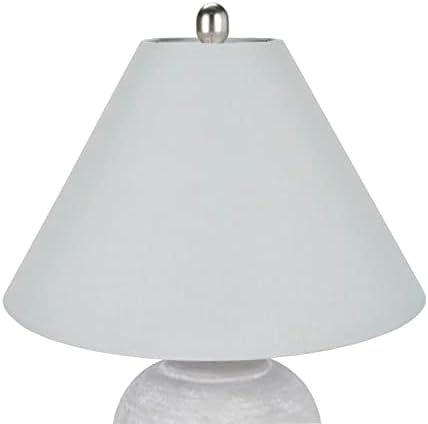 Nourison Home 23" Grey Vintage Distressed Ceramic Pot Table Lamp for Bedroom, Living Room, End Table, with Grey Conical Empire Shade