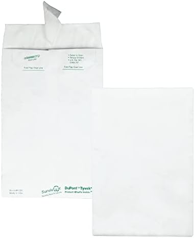 Quality Park Survivor Shipping Envelopes, 6" x 9", Made with Strong, Lightweight DuPont Tyvek Material, Flap-Stik Peel and Seal Closure, 100/Box (QUAR1320), White