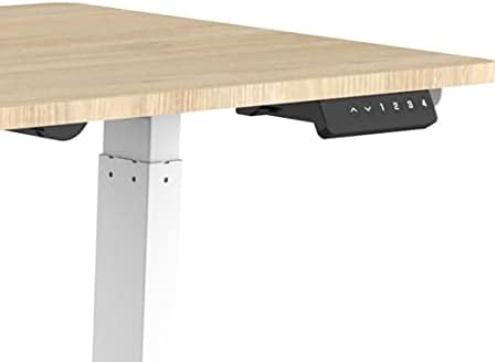 Monoprice Electric Single Motor Sit-Stand Complete Desk Table - Height Adjustable, Solid-Core Natrual Wood Top, for Home and Office, 47.2 x 23.6 Inch, White - Workstream Collection