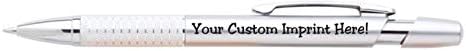 Express Pencils Personalized Ballpoint Pens Click action Custom Black writing ink - The Sleeker - Full color Printed Name Pens with Your Logo/Text/Message FREE PERSONALIZATION - 12 Qty (Silver)