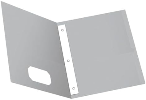 Oxford Two-Pocket Folders w/Fasteners, Gray, Letter Size, 25 per Box (57705)