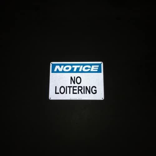 TRADESAFE No Loitering Sign - Quick Install Aluminum Safety Sign, Light Reflective, UV-Resistant, Waterproof, 14” X 10” No Loitering Signs for Business