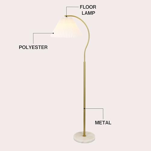 JONATHAN Y Devon 60.5" Modern Glam Arc Floor Lamp, Brass Gold/White Marble